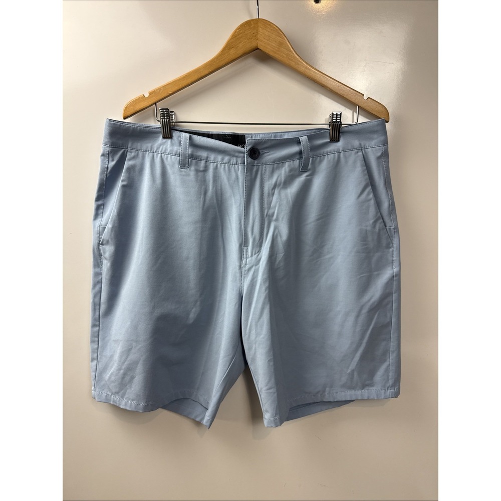 Boen Stretch Shorts Mens Size 36 Light Blue Casual Flat Front Chino Golf